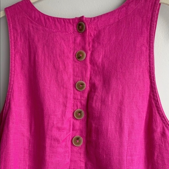 EUC J. Crew pink linen button back dress - Picture 4 of 5